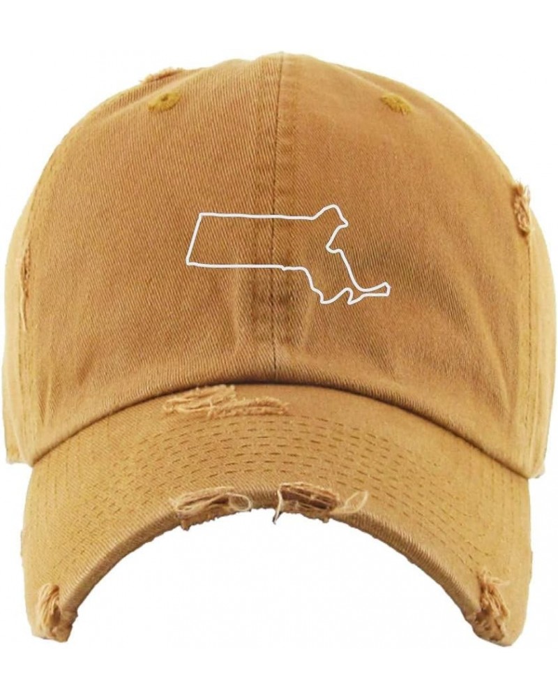 Massachusetts Map Outline Dad Vintage Baseball Cap Embroidered Cotton Adjustable Distressed Dad Hat Timberland $13.75 Basebal...