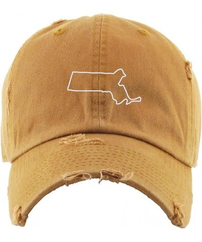 Massachusetts Map Outline Dad Vintage Baseball Cap Embroidered Cotton Adjustable Distressed Dad Hat Timberland $13.75 Basebal...