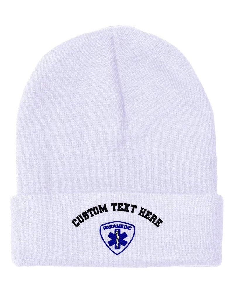 Custom Beanies for Men EMT Paramedic A Embroidery Paramedic Winter Hats for Women Acrylic Skull Cap 1 Size White Personalized...