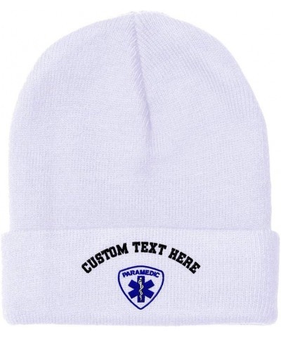 Custom Beanies for Men EMT Paramedic A Embroidery Paramedic Winter Hats for Women Acrylic Skull Cap 1 Size White Personalized...