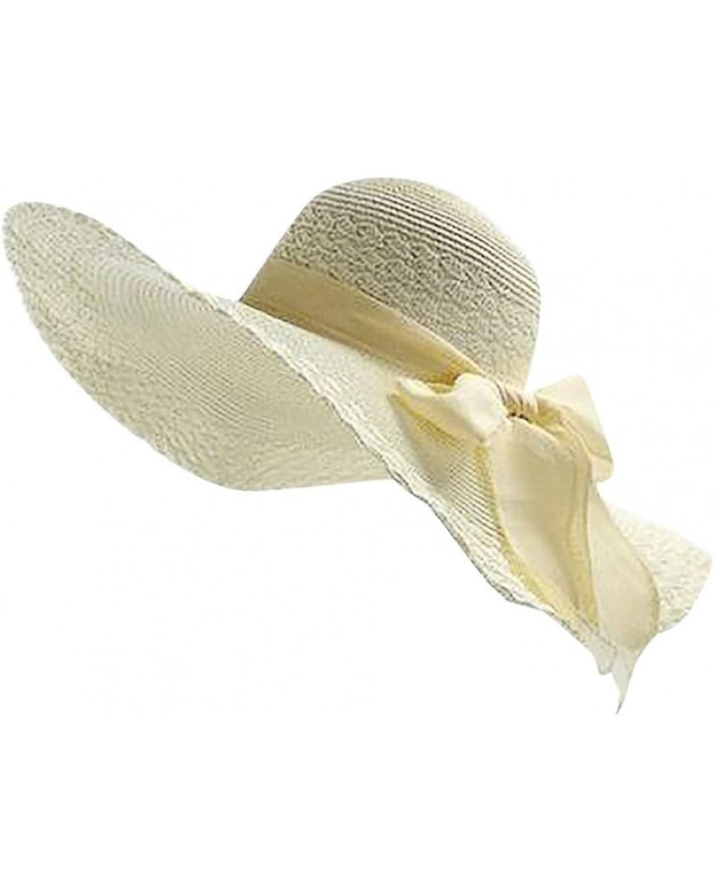 Sun Hats for Women Wide Brim Summer Hats for Women Foldable Travel Straw Roll up Floppy Sun Beach Straw Cap for Beige $8.84 S...