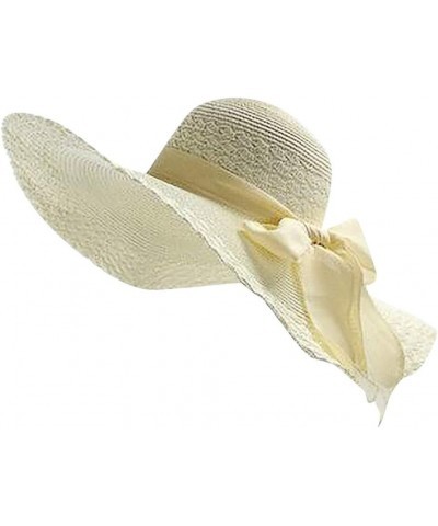 Sun Hats for Women Wide Brim Summer Hats for Women Foldable Travel Straw Roll up Floppy Sun Beach Straw Cap for Beige $8.84 S...