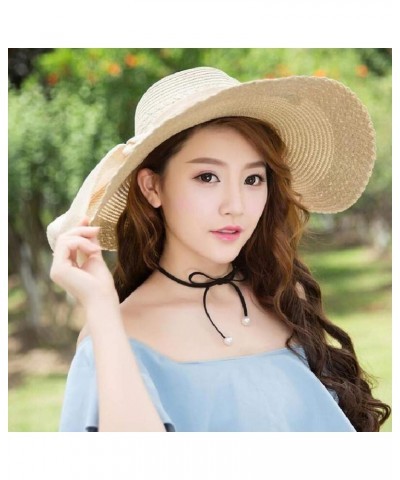 Sun Hats for Women Wide Brim Summer Hats for Women Foldable Travel Straw Roll up Floppy Sun Beach Straw Cap for Beige $8.84 S...