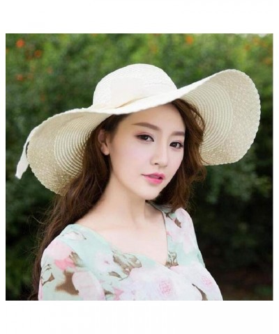 Sun Hats for Women Wide Brim Summer Hats for Women Foldable Travel Straw Roll up Floppy Sun Beach Straw Cap for Beige $8.84 S...