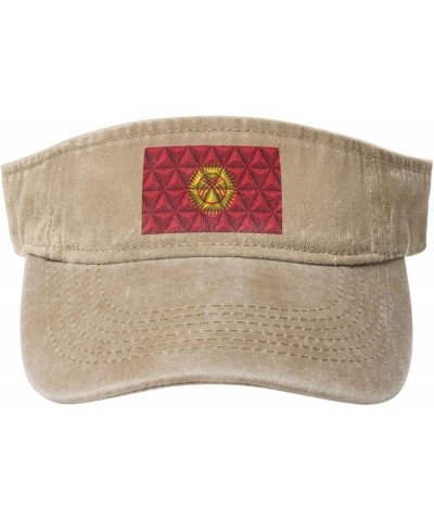 Flag of Kyrgyzstan with Polygon Effect Sun Visor Hats for Women Men Adjustable Cotton Sun Hat Golf Cap Natural $12.90 Visors