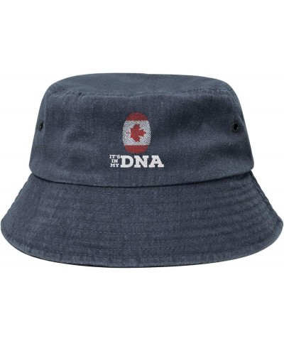 Canada It's in My DNA Bucket Hat for Men Women Outdoor Washed Cotton Sun Hats Travel Beach Hat Navy Blue $11.24 Bucket Hats