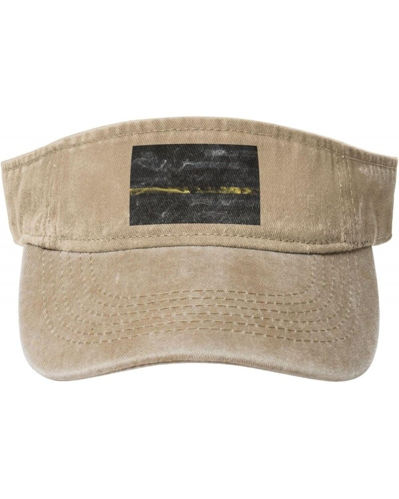 Smoke Style United States Thin Gold Line Flag Sun Visor Hats for Women Men Adjustable Sports Sun Hats Cotton Golf Cap Natural...