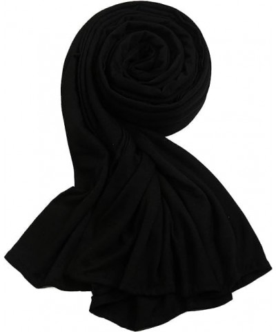 Premium Soft Stretch Silk Like Jersey Hijab Scarf for Women Long Head Wrap Tie for Women Lightweight Shayla Black $10.56 Scarves