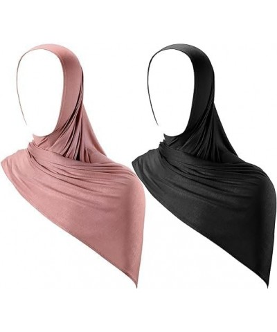 Premium Soft Stretch Silk Like Jersey Hijab Scarf for Women Long Head Wrap Tie for Women Lightweight Shayla Black $10.56 Scarves