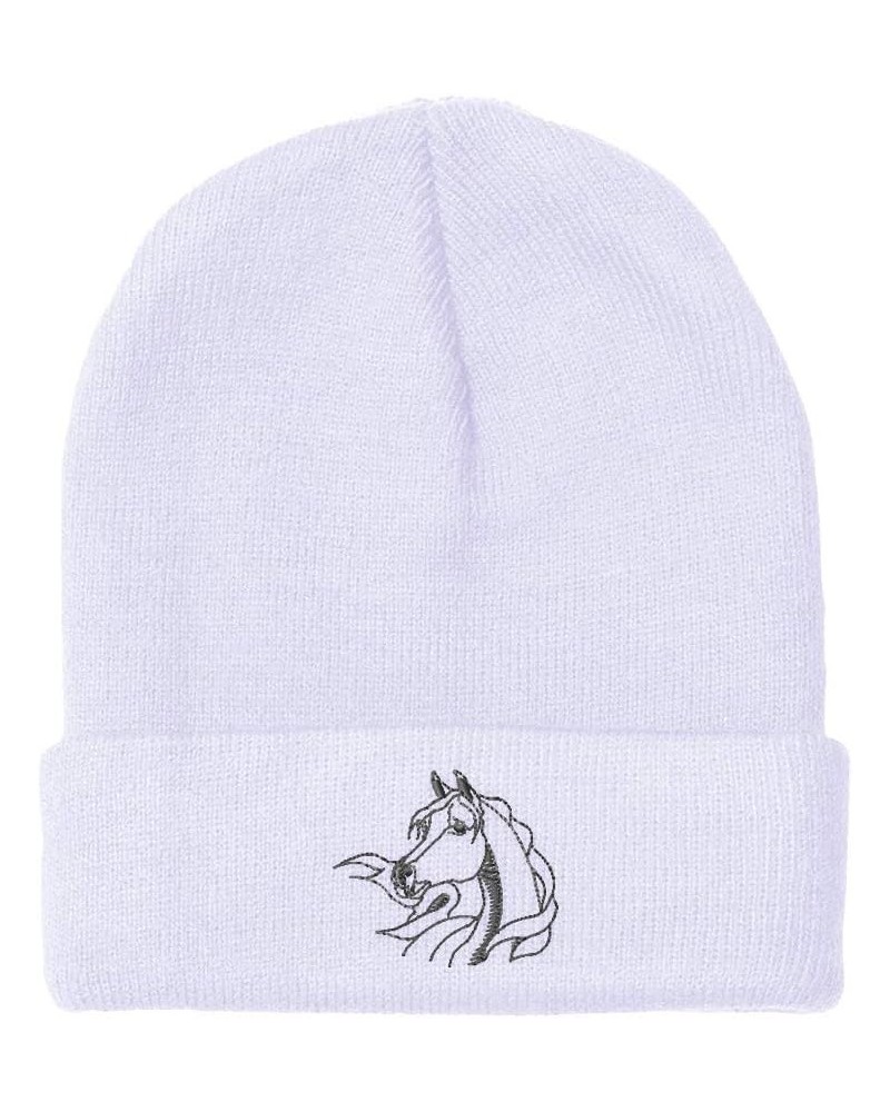 Beanies for Men Western Arabian Horse C Horses Cattle Winter Hats for Women Acrylic Skull Cap 1 Size White Design Only $13.86...