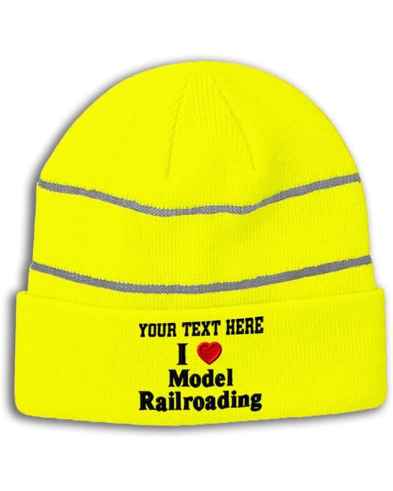 CustomReflective Beanie I (Love) Model Railroading Red Heart Hobbies Lovers Model-Building Acrylic 1 Size Neon Yellow Persona...