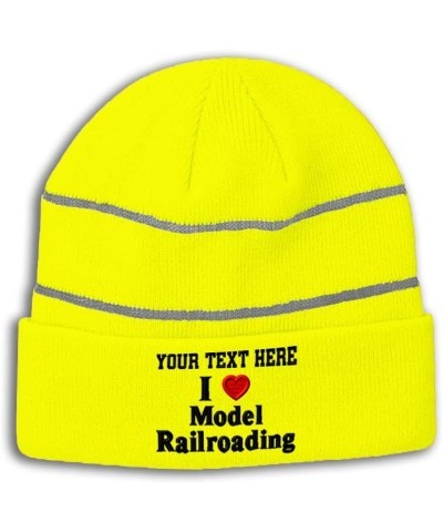 CustomReflective Beanie I (Love) Model Railroading Red Heart Hobbies Lovers Model-Building Acrylic 1 Size Neon Yellow Persona...