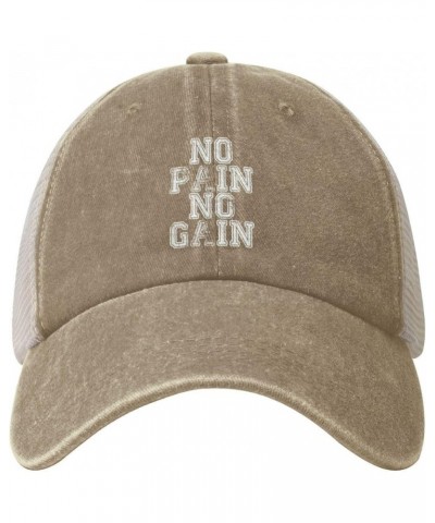 No Pain No Gain Cowboy Trucker Hat Adjustable Athletic Vintage Washed Distressed Mesh Baseball Cap Dad Hat,Black Natural $9.7...