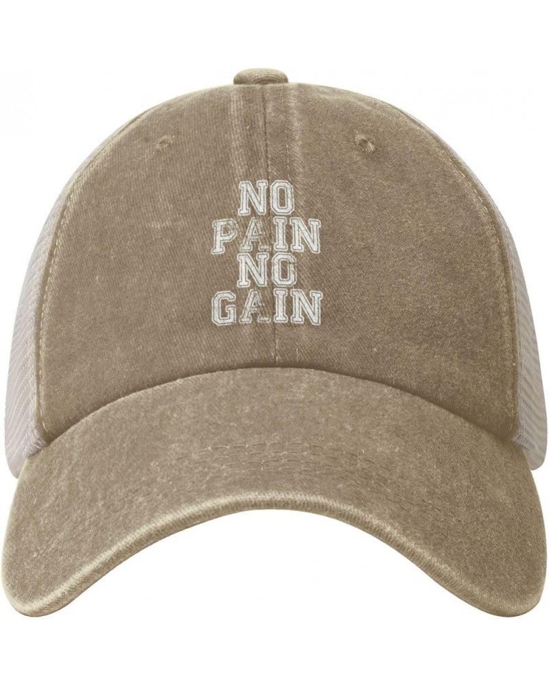 No Pain No Gain Cowboy Trucker Hat Adjustable Athletic Vintage Washed Distressed Mesh Baseball Cap Dad Hat,Black Natural $9.7...