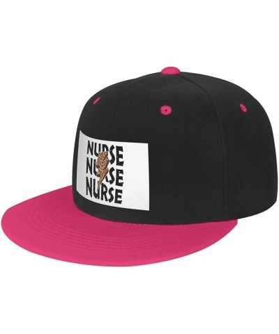 Leopard Nurse Baseball Cap for Men Women Snapback Hat Adjustable Flat Bill Hats Pink $10.14 Baseball Caps