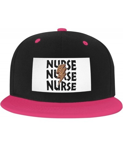 Leopard Nurse Baseball Cap for Men Women Snapback Hat Adjustable Flat Bill Hats Pink $10.14 Baseball Caps