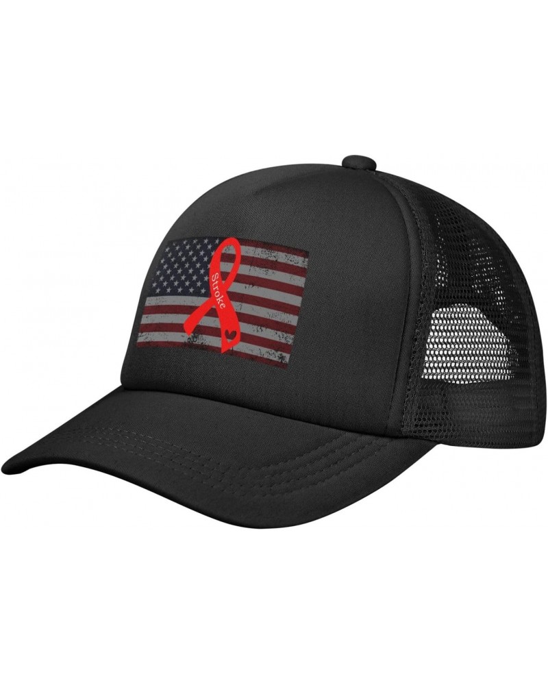 Stroke Awareness Ribbon Baseball Cap Adjustable Casual Mesh Hats Duck Tongue Hat for Men Women18 Black $8.78 Baseball Caps