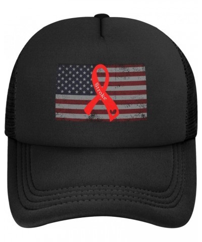 Stroke Awareness Ribbon Baseball Cap Adjustable Casual Mesh Hats Duck Tongue Hat for Men Women18 Black $8.78 Baseball Caps