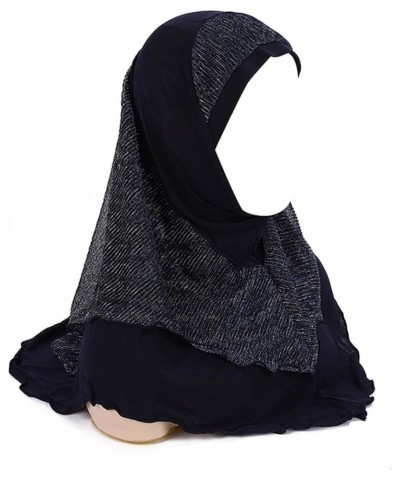 Women Muslim Instant Hijab 1PC Stretch Head Cover Ready to Wear Hijab Head Wrap Hijab Scarf A Navy Modern $10.63 Scarves