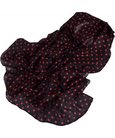 Women Polka Dots Print Soft Chiffon Shawl Wrap Wraps Scarf Scarves Scarf Tie (White, One Size) Wine One Size $8.13 Scarves