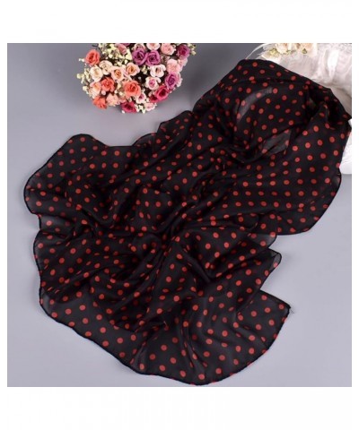 Women Polka Dots Print Soft Chiffon Shawl Wrap Wraps Scarf Scarves Scarf Tie (White, One Size) Wine One Size $8.13 Scarves