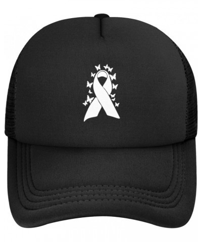 White Ribbon Mesothelioma Awareness Baseball Cap Adjustable Casual Mesh Hats Duck Tongue Hat for Men Women30 $10.10 Baseball ...