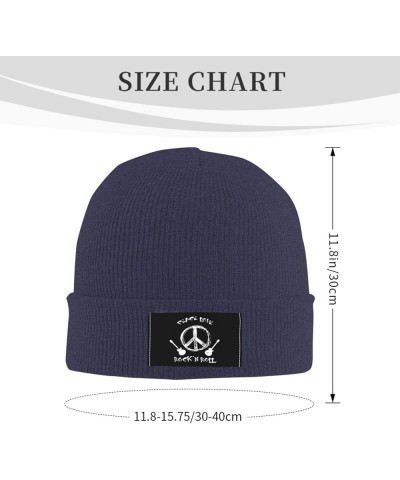 Peace Love Sign Rock Roll Cap Women Men Winter Ski Hat Black Knit Skull Caps Outdoor Sport Beanie Navy Blue $9.99 Skullies & ...