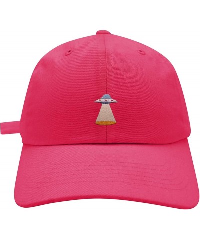 UFO Baseball Cap Embroidered Cotton Dad Hat - Area 51 Hot Pink $9.59 Baseball Caps