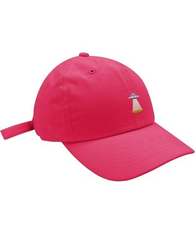 UFO Baseball Cap Embroidered Cotton Dad Hat - Area 51 Hot Pink $9.59 Baseball Caps