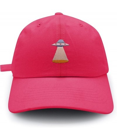 UFO Baseball Cap Embroidered Cotton Dad Hat - Area 51 Hot Pink $9.59 Baseball Caps