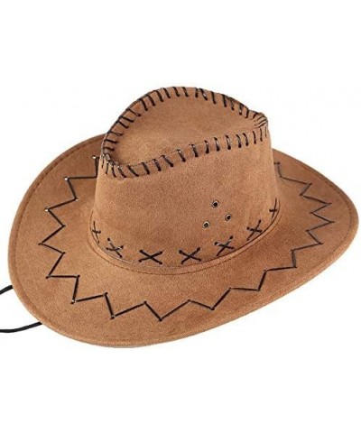 Adult Solid Color Cowboy Hat Wide Brim Travel Summer Western Sun Hat Fashion Bands for Men Women K2-khaki $7.55 Baseball Caps