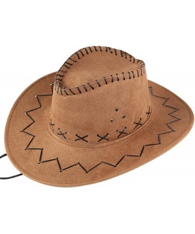 Adult Solid Color Cowboy Hat Wide Brim Travel Summer Western Sun Hat Fashion Bands for Men Women K2-khaki $7.55 Baseball Caps