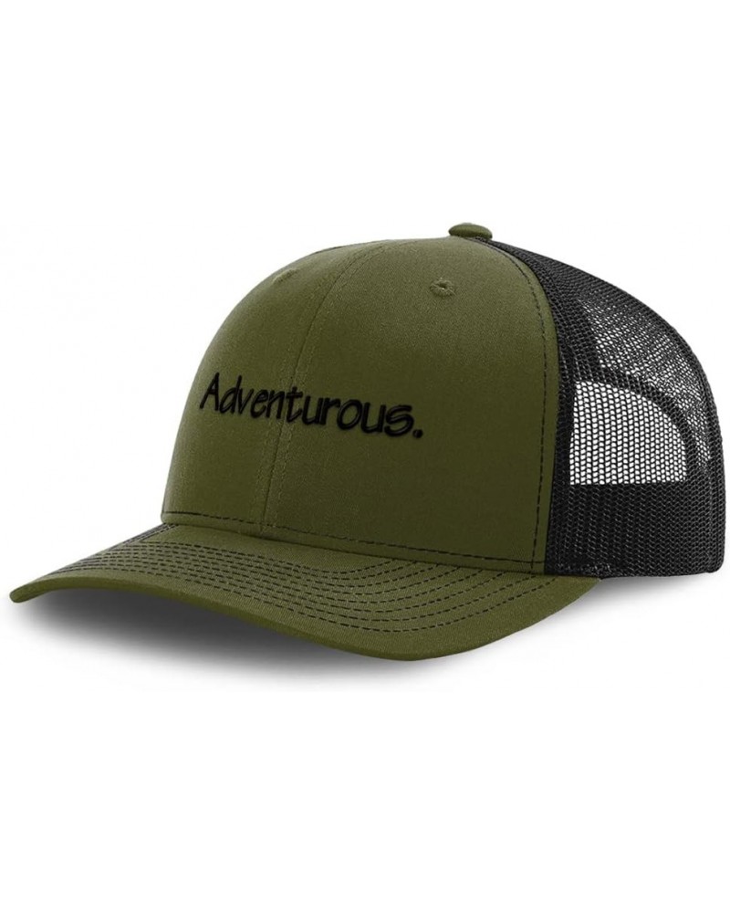 Custom Richardson Trucker Hat Adventurous Human Values Polyester Baseball Cap Loden Black Design Only $19.59 Baseball Caps