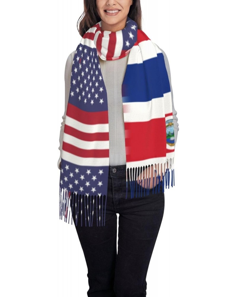 US Costa Rica America Flag Scarf for Women Winter Warm Travel Silk Scarves $18.88 Scarves