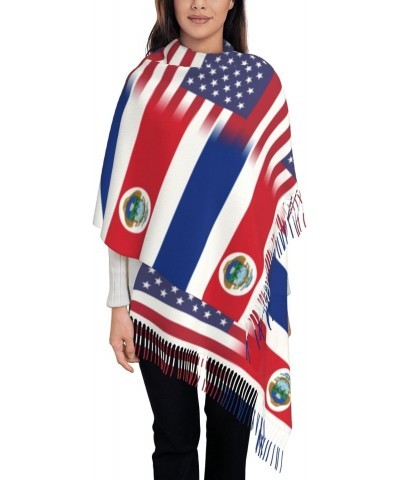 US Costa Rica America Flag Scarf for Women Winter Warm Travel Silk Scarves $18.88 Scarves