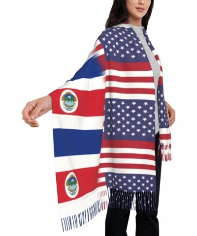 US Costa Rica America Flag Scarf for Women Winter Warm Travel Silk Scarves $18.88 Scarves