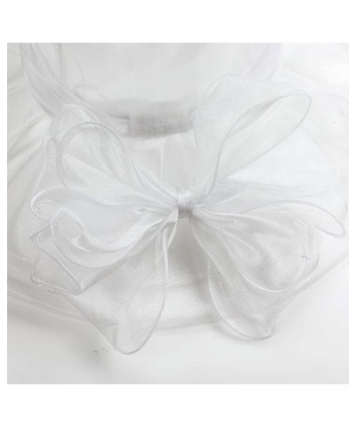 Women Kentucky Derby Organza Fascinator Floral Veil Mesh Sun Hat Church Hat for Bridal Wedding Cocktail Party Bow White $10.8...