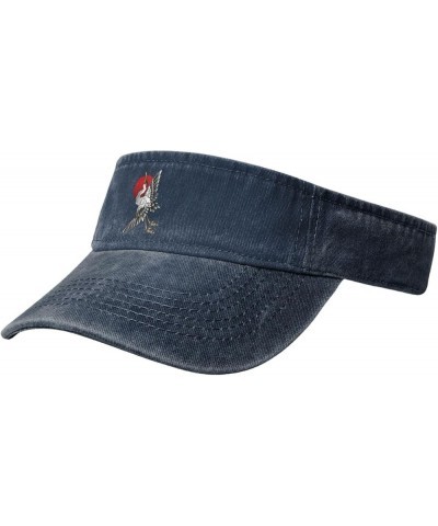 Japanese Crane Tattoo Sun Visor Hats for Women Men Sun Hat Vintage Golf Hat Adjustable Baseball Cap Navy Blue $10.40 Visors