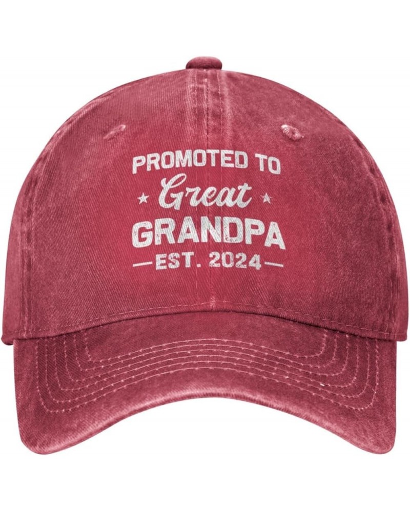 Promoted to Great Grandpa Est. 2024 Gifts Cowboy Hat Men Vintage Baseball Cap Women Trucker Hat Dad Hat Black Red $9.40 Baseb...