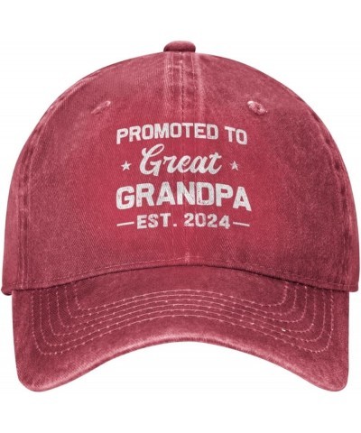 Promoted to Great Grandpa Est. 2024 Gifts Cowboy Hat Men Vintage Baseball Cap Women Trucker Hat Dad Hat Black Red $9.40 Baseb...