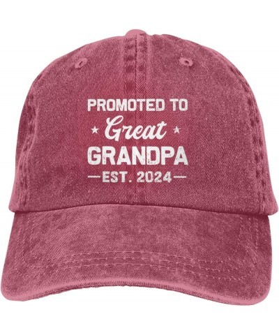 Promoted to Great Grandpa Est. 2024 Gifts Cowboy Hat Men Vintage Baseball Cap Women Trucker Hat Dad Hat Black Red $9.40 Baseb...