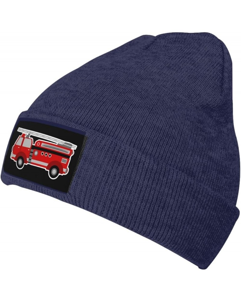 Winter Knit Hat Cap for Men Women, Fire Truck Unisex Beanie Hat Cuffed Skull Cap Warm Ski Hats Black Navy Blue $11.96 Skullie...