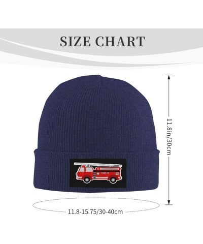 Winter Knit Hat Cap for Men Women, Fire Truck Unisex Beanie Hat Cuffed Skull Cap Warm Ski Hats Black Navy Blue $11.96 Skullie...