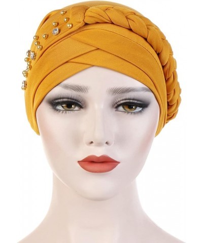 Women Turbans and Head Wraps Caps, African Turban Flower Knot Pre-Tied Bonnet Cap for Women Independence Day Birthday Yellow ...