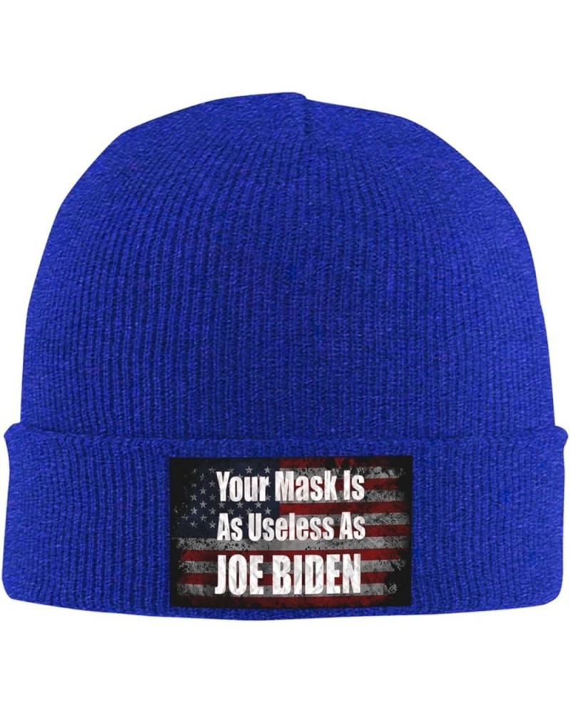 Your Mask is As Useless As Joe Biden Sucks Funny Political Cozy Knitted Hat for Winter - Warm Comfort Black Blue $15.92 Skull...