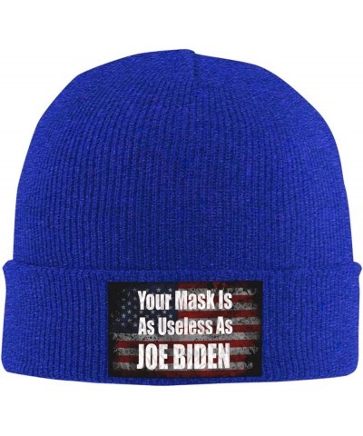 Your Mask is As Useless As Joe Biden Sucks Funny Political Cozy Knitted Hat for Winter - Warm Comfort Black Blue $15.92 Skull...