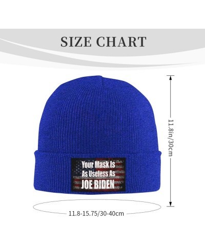 Your Mask is As Useless As Joe Biden Sucks Funny Political Cozy Knitted Hat for Winter - Warm Comfort Black Blue $15.92 Skull...