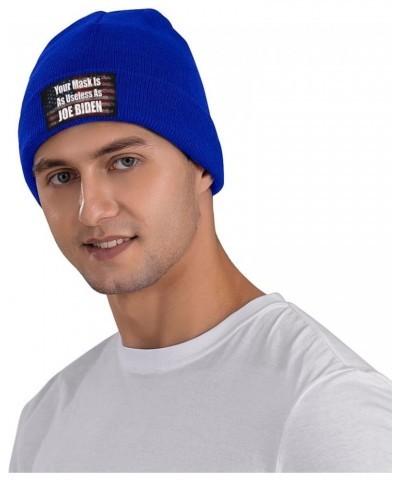 Your Mask is As Useless As Joe Biden Sucks Funny Political Cozy Knitted Hat for Winter - Warm Comfort Black Blue $15.92 Skull...