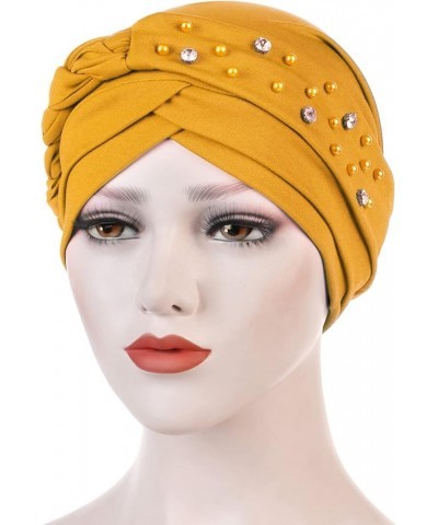 Women Turbans and Head Wraps Caps, African Turban Flower Knot Pre-Tied Bonnet Cap for Women Independence Day Birthday Yellow ...