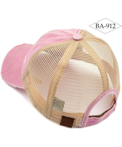 Distressed Washed Denim Fabric America Flag Patch Trucker Baseball Cap (BA-912)(BA-914) Washed-pink $11.95 Baseball Caps